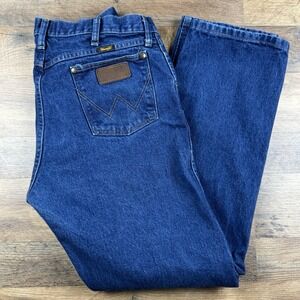 Wrangler Rock 47 Jeans Regular Fit‎ Straight Thick Stitch Denim Western 35x32